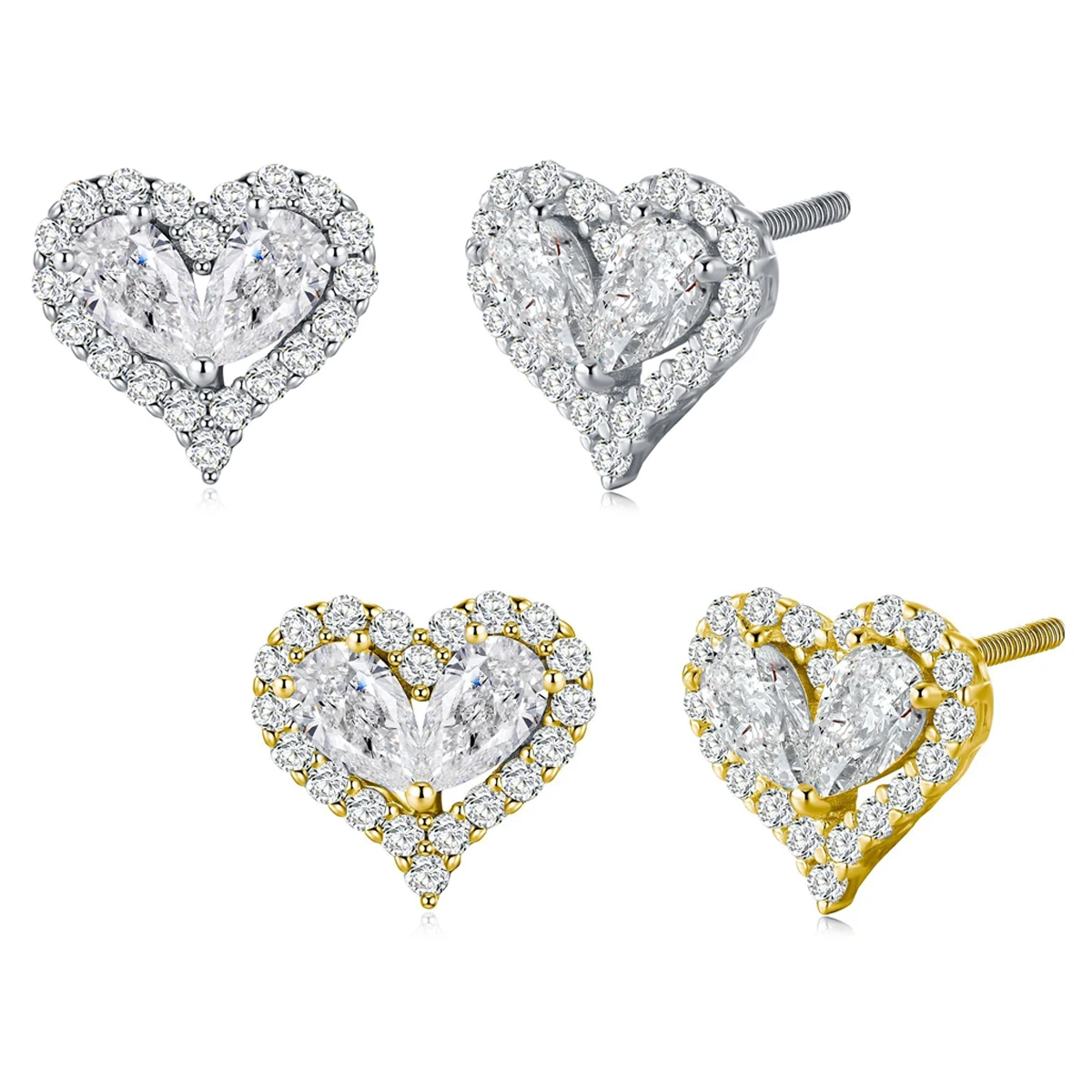 Cute Heart Shape S925 Silver Plated 18K Gold Moissanite Diamond Love Companion Earrings 1.7ct For Women Gift