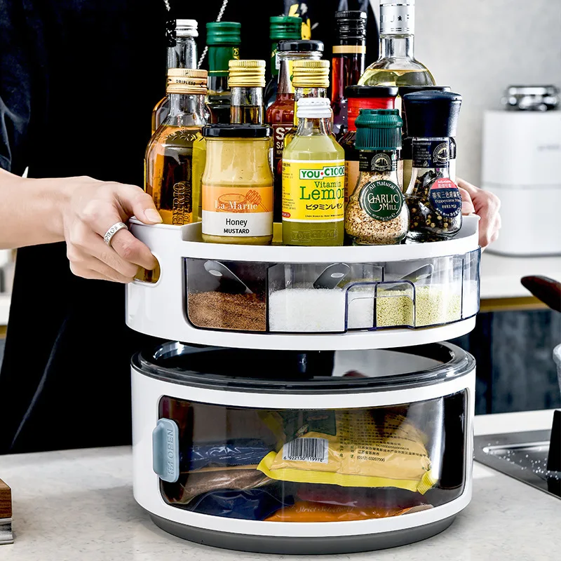 ‌360° Rotating Spice Rack - Non-Slip Turntable for Kitchen, Space Saving Storage for Bottles/Condiments, Heavy Duty Base