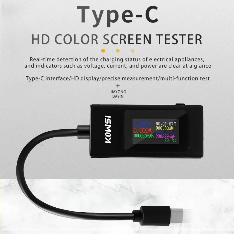 KWS-065C USB/Type-C Current Voltage Tester LCD Color Screen 0-6.5A Battery Capacity Detector QC2.0 3.0 PD VOOC Quick Charge