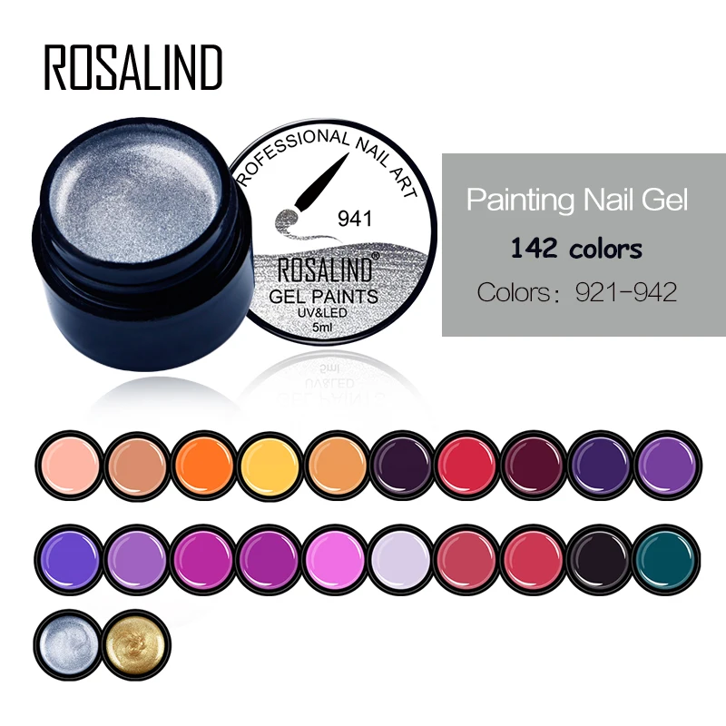 ROSALIND-tarro de pintura en Gel de 5ML, Base semipermanente para remojar, capa superior mate, diseño de pincel para decoración de uñas, curación UV/LED