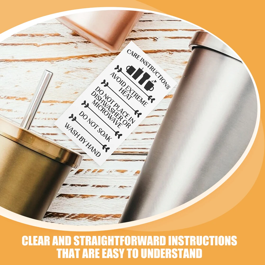 

100pcs Straw Glass Cup Packaging Labels Tumbler Care Cards Cleaning Instructions Inserts Paper Small Business Supplies