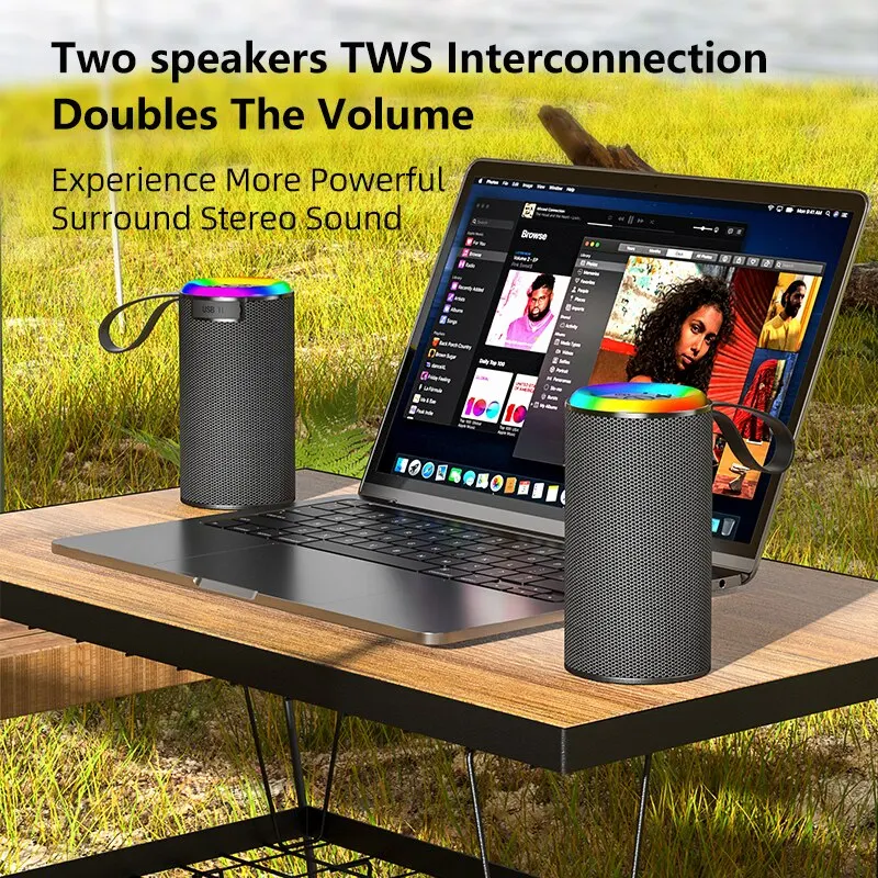 Portable Bluetooth Speaker Tws Mini Rgb Led Light Wireless Stereo Waterproof Party Music Player Pluggable Card Computer Speaker