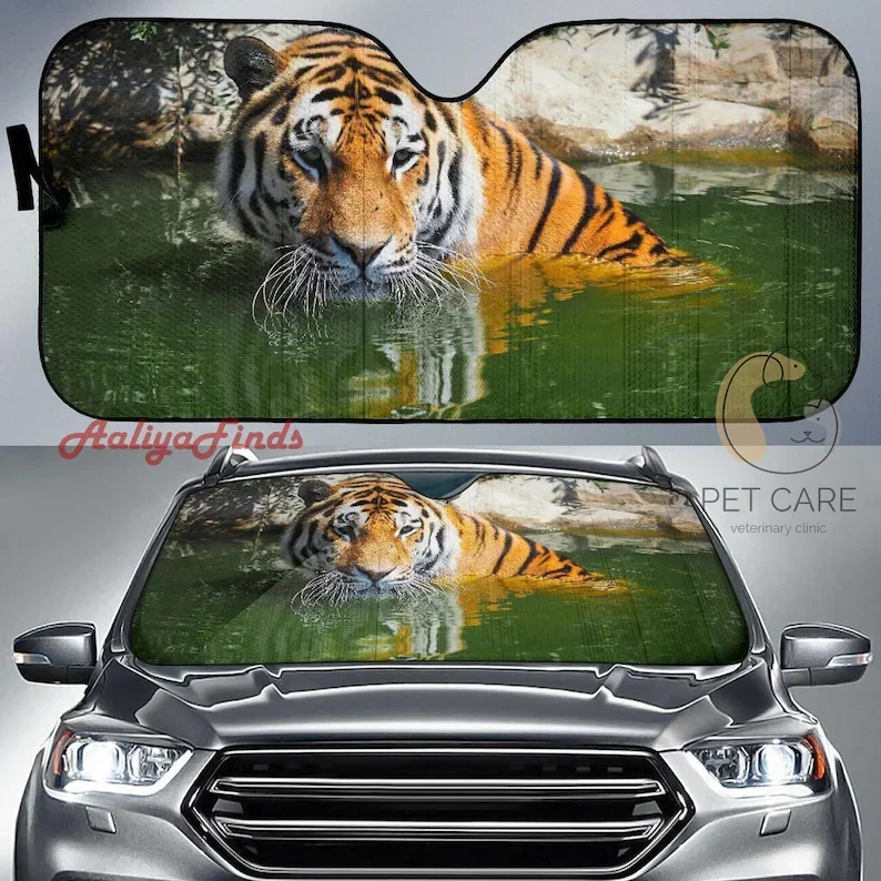 Bengal Tiger Swimming 5K Car Sun Shade Gift Ideas 2022