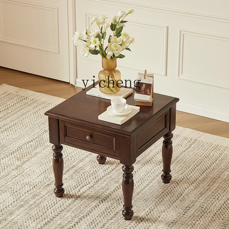 CJ-12 All Solid Wood Square Small Coffee Table Living Room Sofa Combination Side Table Storage Storage Drawer