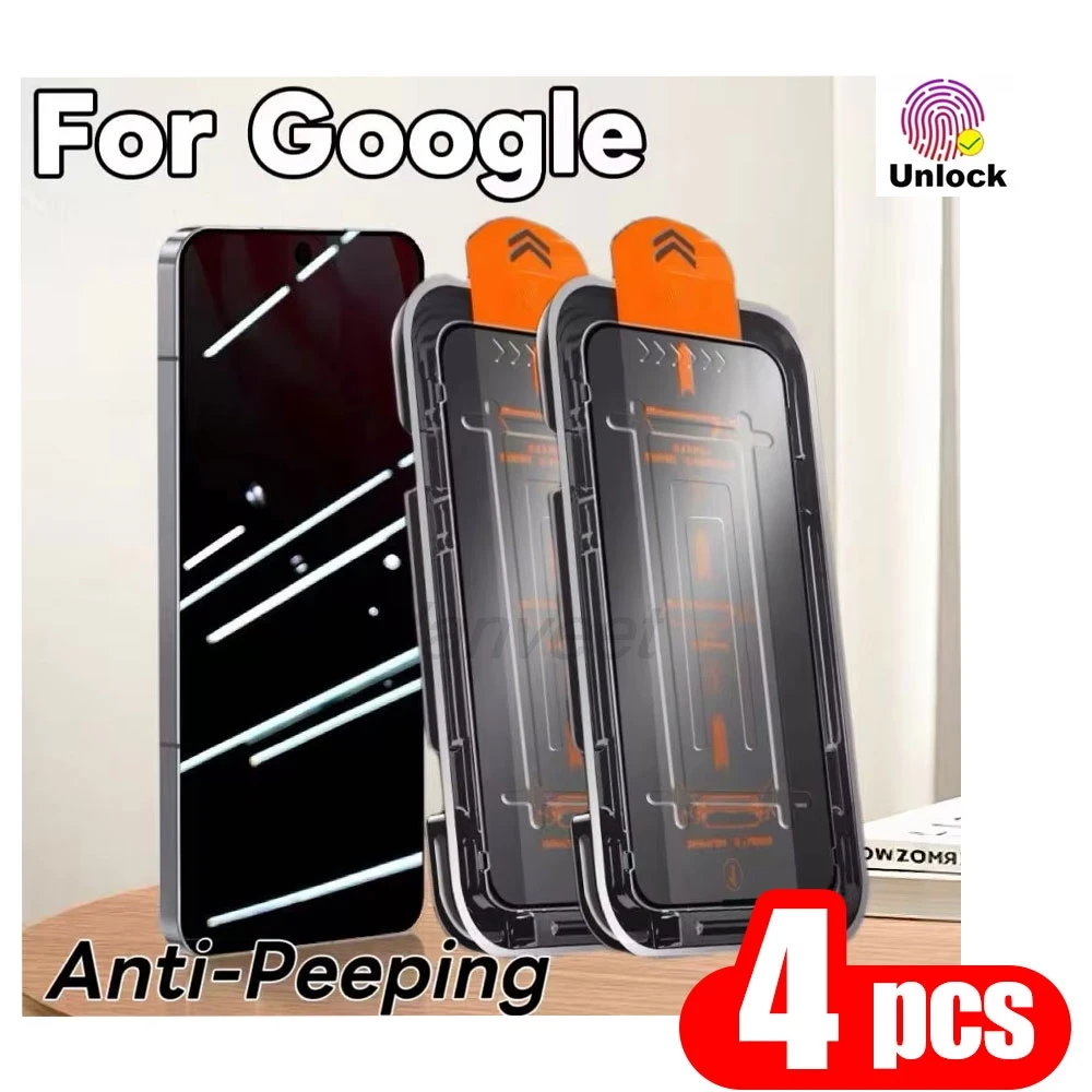 

1-4PCS Dust Free Fingerprint Unlock Anti-Spy Tempered Glass For Google Pixel 10 Pro XL 10 9 Pro XL 7A 6A 9A 8A Easy Installation