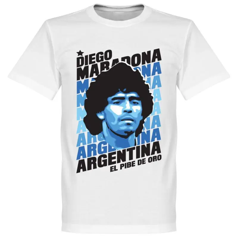 2025 Soccer Star Maradona Argentina Football Style Cotton Graphic Unisex Men Women Short Sleeve Summer Round Neck Tee Top