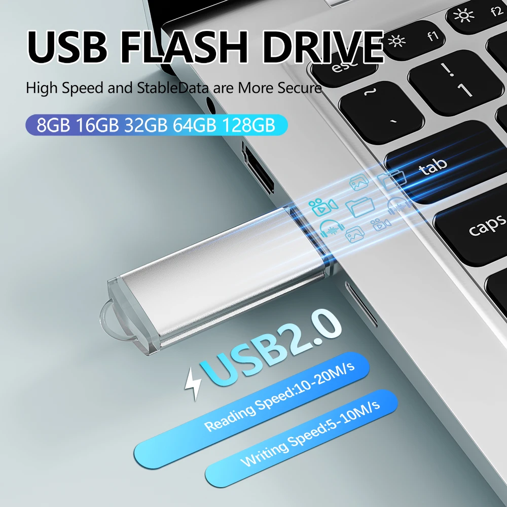 100Pcs/lot USB 2.0 Flash Drive 1GB 2GB 4GB 8GB Pen Drive 16GB Pendrive 32GB USB Stick 64GB 128GB Memory Flash Disk Free LOGO