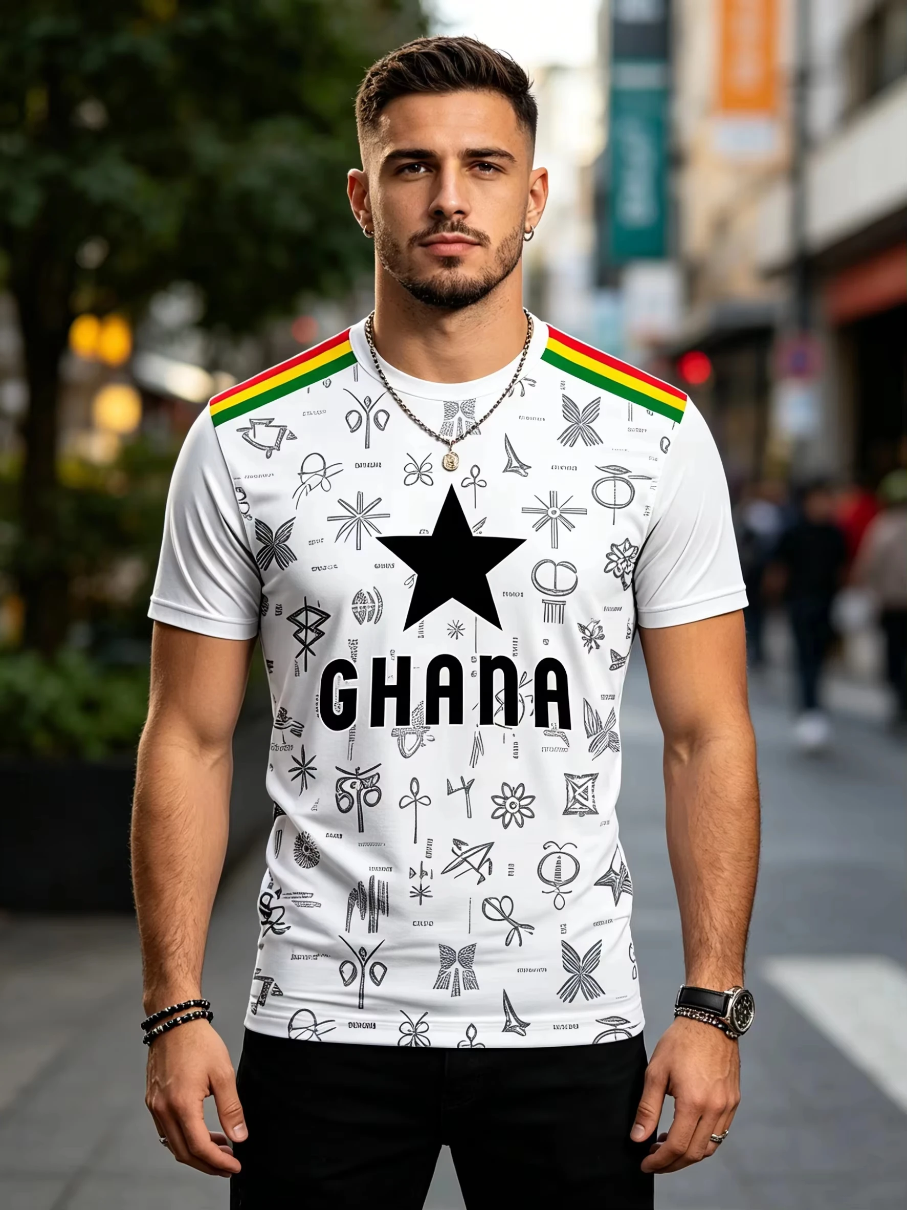 Ghana-Team-Trikot, authentischer ghanesischer Team-Fan-Stil, für Herren und Damen, geeignet für Training und Wettkampf, geeignet für alle Jahreszeiten – Detail 7