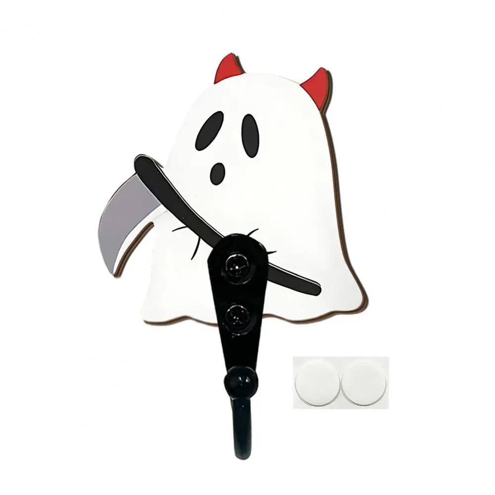 Halloween Wall Hooks for Decorative Wood Key Holder for Wall Halloween Themed Wall Hook with Decorative Ghost for Bathroom