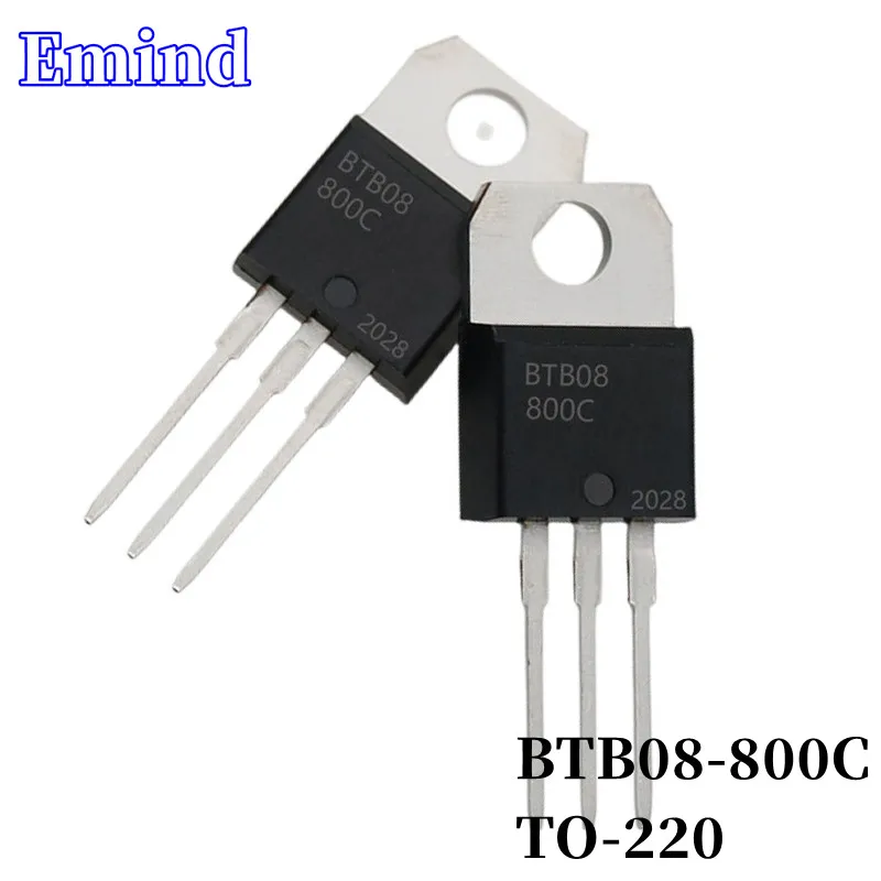 

10Pcs BTB08-800C BTB08 Thyristor TO-220 8A/800V DIP Triac Large Chip