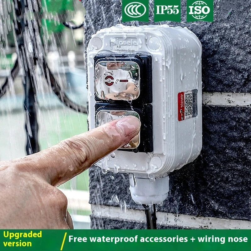 

Open-mounted Outdoor Waterproof Switch 1-on 2-on Double-head IP55 Rainboat Type High-power Power Button 30A