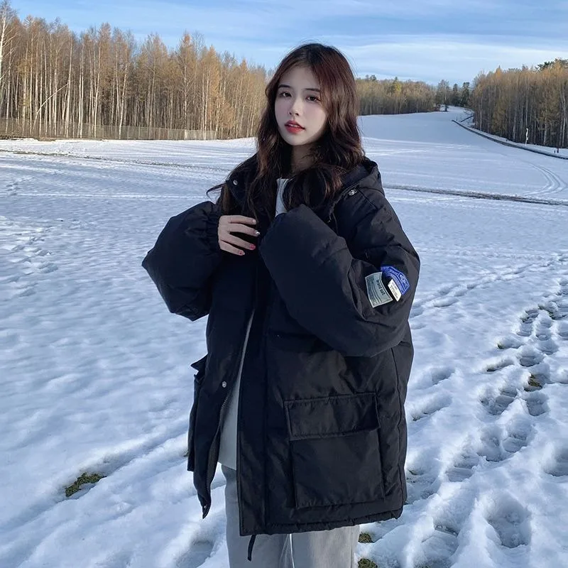 2023 New Women Down Cotton Coat Winter Bread Jacket Female Short Versatile Parkas Loose Thick Warm Outwear Hooded Overcoat