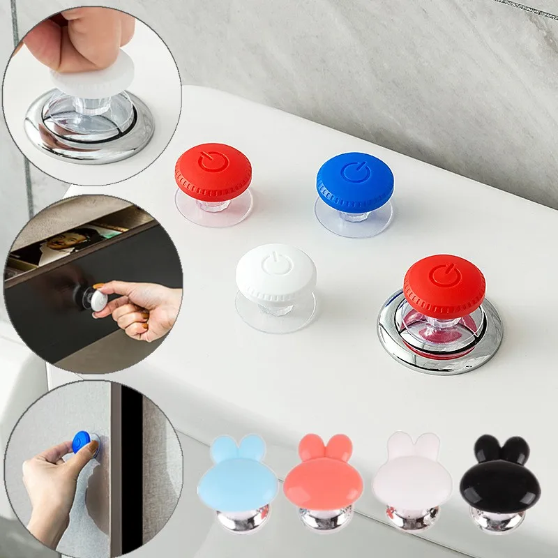 Toilet Presser Switch Button Shape Rabbit Toilet Press Button Bathroom Water Tank Buttons Push Bathing Room Decor Nail Protector