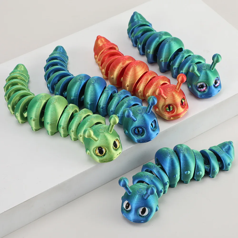 

New 3D Printed Caterpillar Toy with Fully Articulated Joints Cute Cartoon Toy Ornament for Home Office Decor &Christmas Gifts
