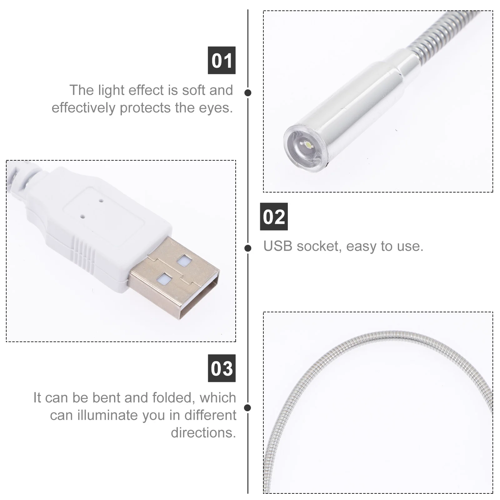 

4 Pcs Keyboard Light Portable Night Usb Car Computer Lights Flexible Lamp Desk Aluminum Alloy Study Led