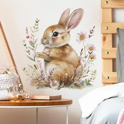 Bunny Vinyl Tile Child Wall Stickers For Baby Room Decor Wall Decor Adhesive Wallpaper Furniture Sticker Bedroom Accessories