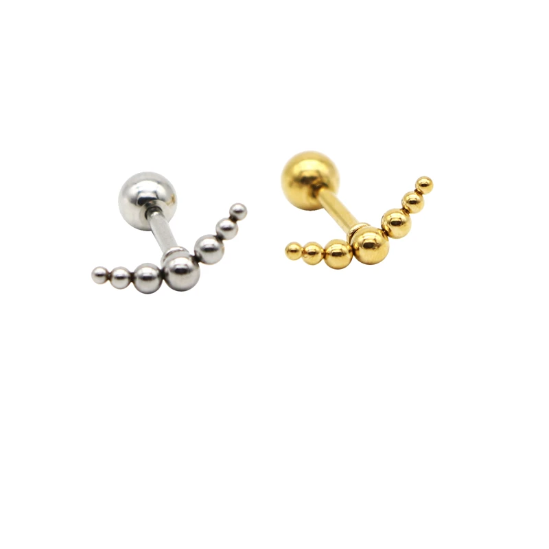 2022 New Ear Stud Line Surgical Steel Gold Color Earrings Screw Ball Punk Men Women Fashion Jewelry