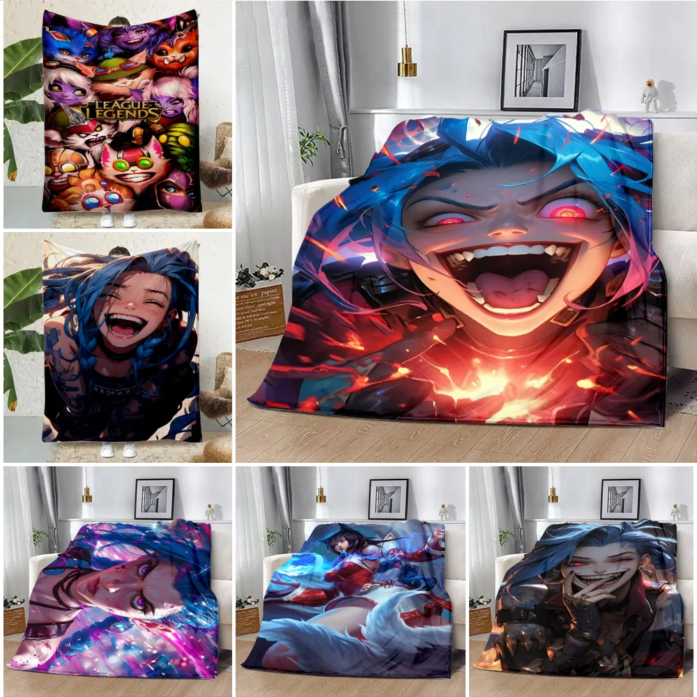 Legends LOL Jinx Printed Blanket Picnic Blankets Warm Blanket Soft and L-Leagues Comfortable Blanket Home Travel Birthday Gift