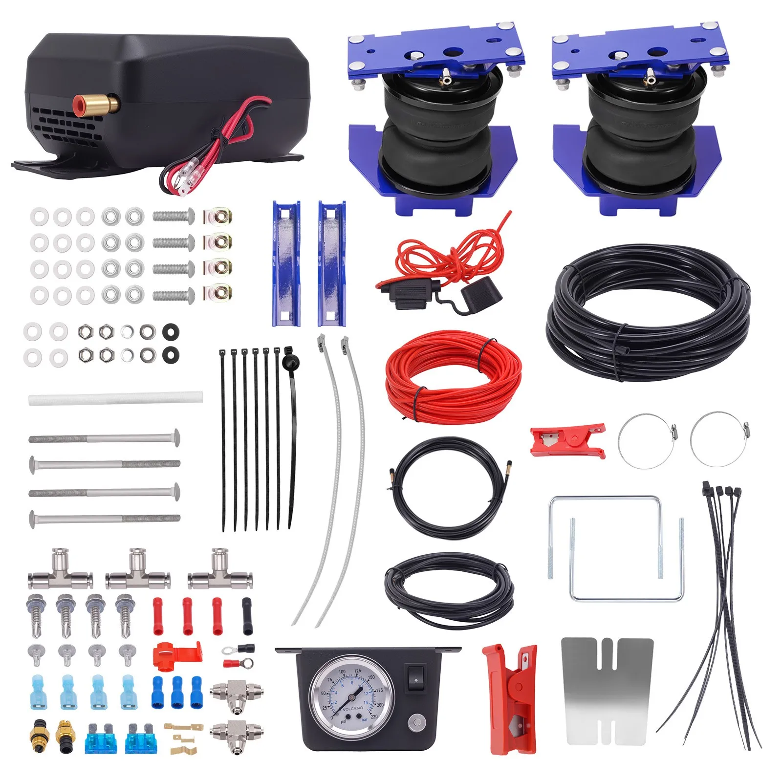 Air Suspension Helper Spring + Compressor Kit for Ford F-250 F-350 Pickup 17-24