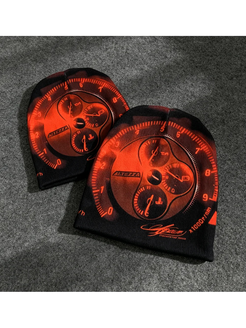 New car RPM dashboard printed hood with cold hat for both men and women, racing style street fashion thin headpiece, hip-hop hat