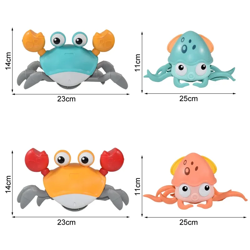 Induction Escape Crab Octopus Crawling Toy para crianças, animais eletrônicos, brinquedos musicais, educacionais, criança, brinquedo em movimento, presente de Natal