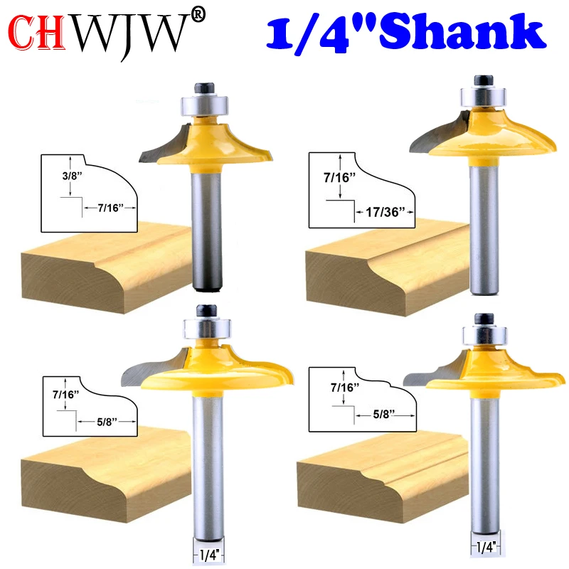 

CHWJW 1 шт., 6 мм, 1/4 дюйма, набор фрез для передней части ящика и двери шкафа, набор фрез для деревообработки, деревообрабатывающие фрезы