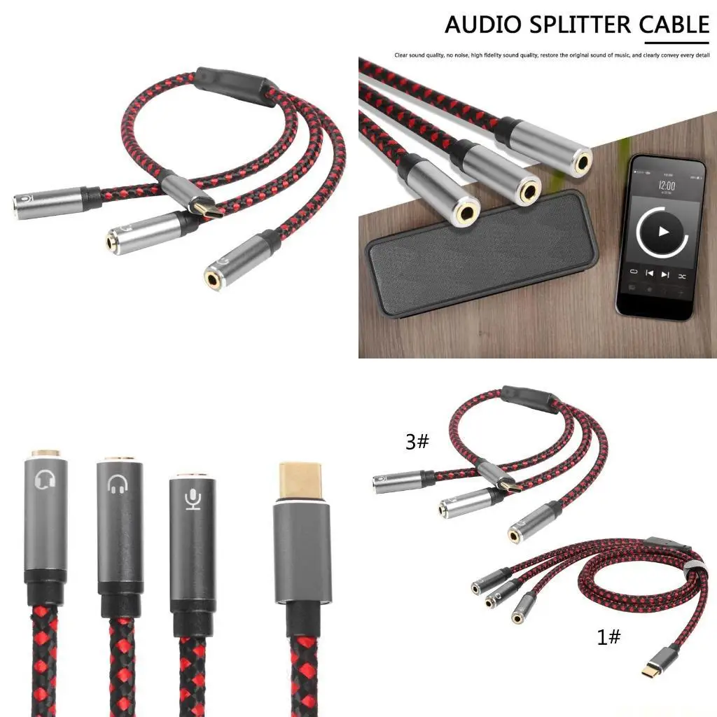 

E56B 30 см/1 м Аудио-адаптер USB Type C — 3,5 мм Провод аудиокабеля USB C — Aux