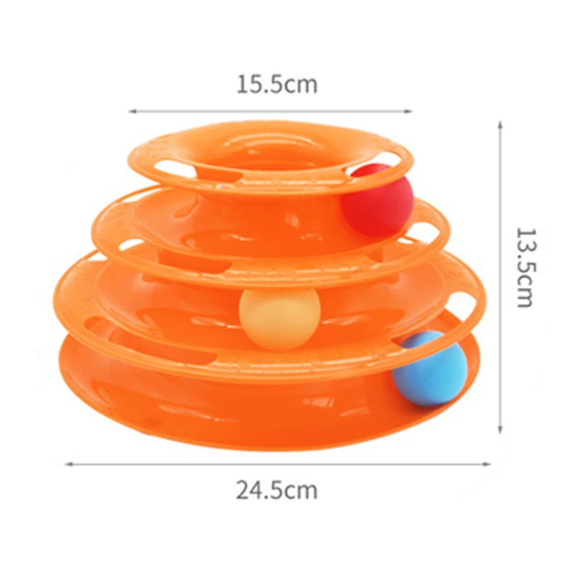 Interactive Tower Cat Toy Turntable Roller Balls Toys for Cats Kitten Teaser Puzzle Track Toy Pets Training Supplies Accessories