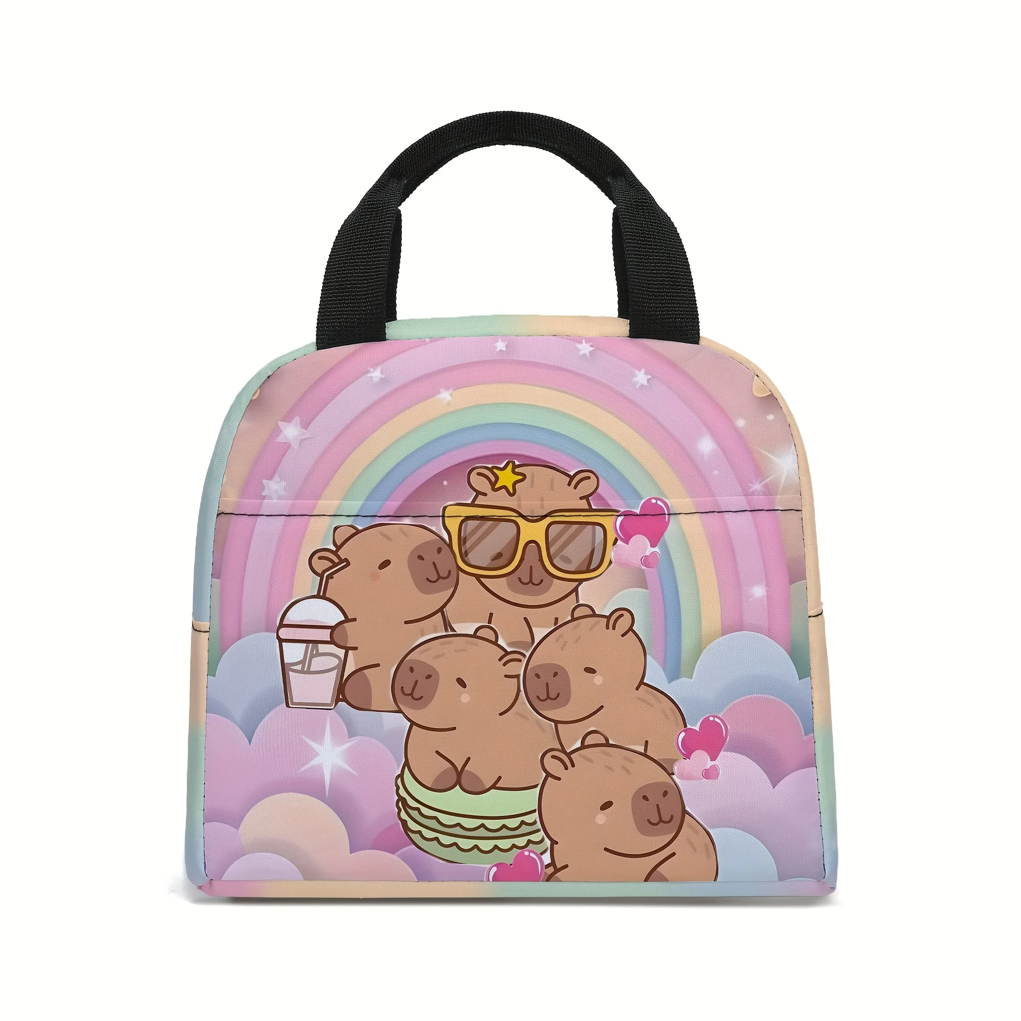 

Изолированная сумка для обедов с рисунками водных дельфинов и капибар, милая сумка-тоут для переноски, сумка-холодильник для работы и пикников