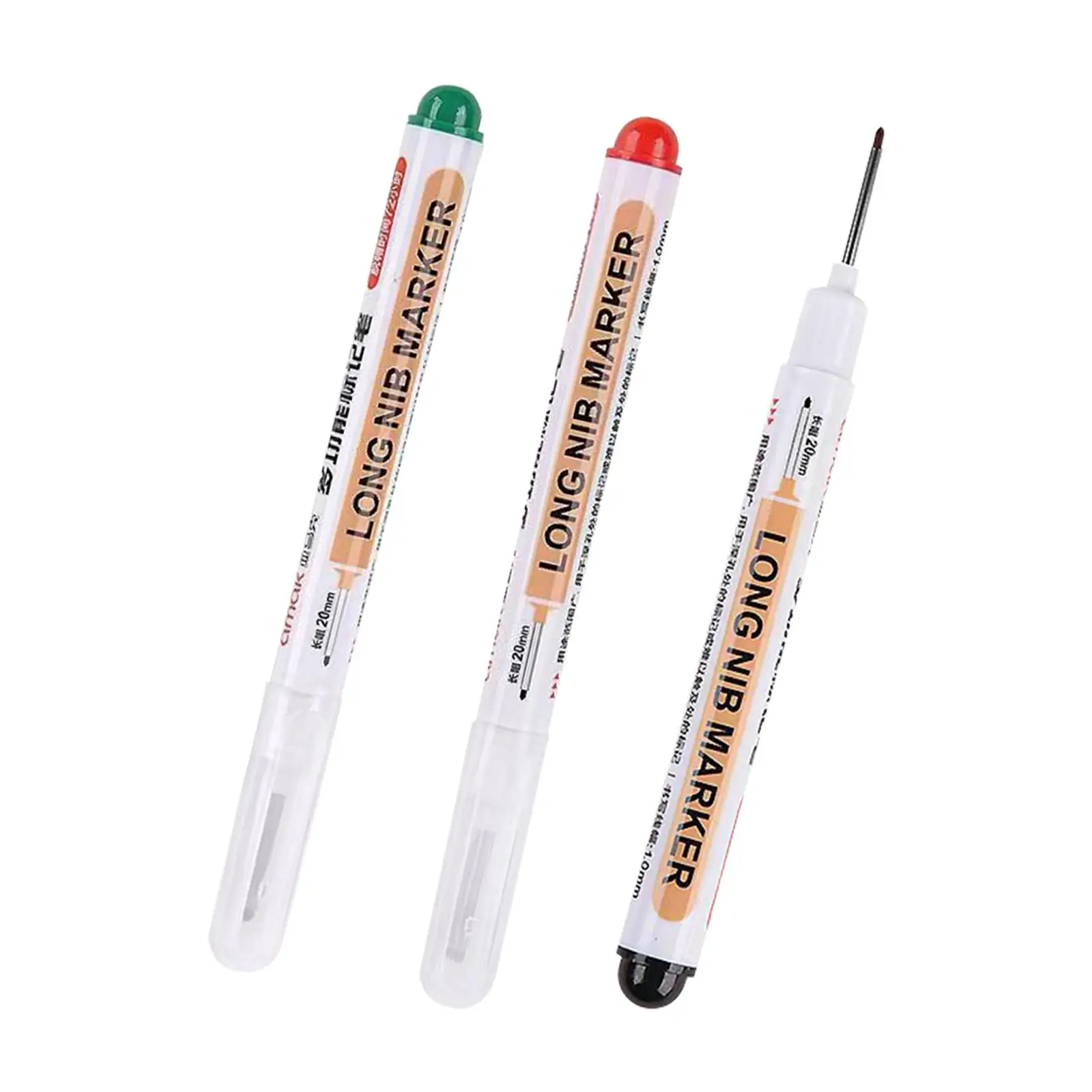 

3x Long Head Markers Deep Hole Pen Water Resistant Carpenter Construction