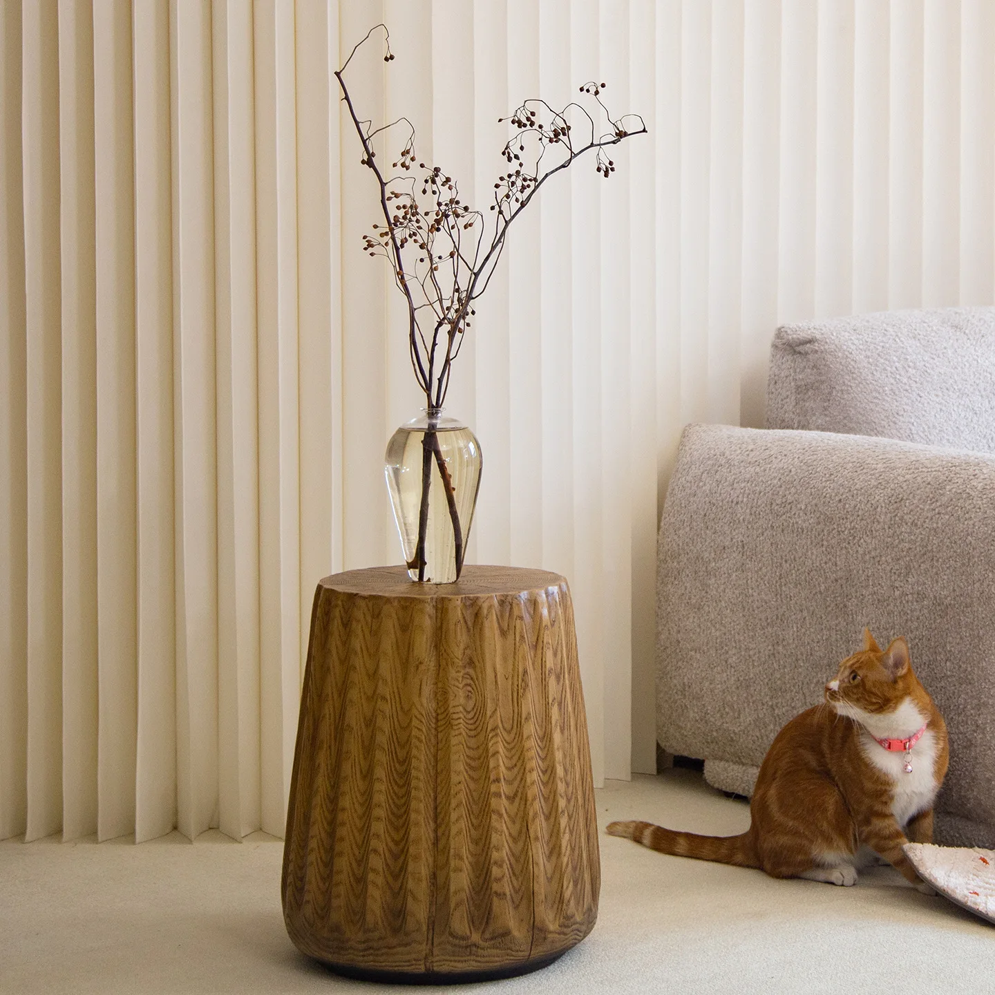 DSA modern imitation wood grain edge few B & B hotel simple round sofa side table decoration storage table corner few
