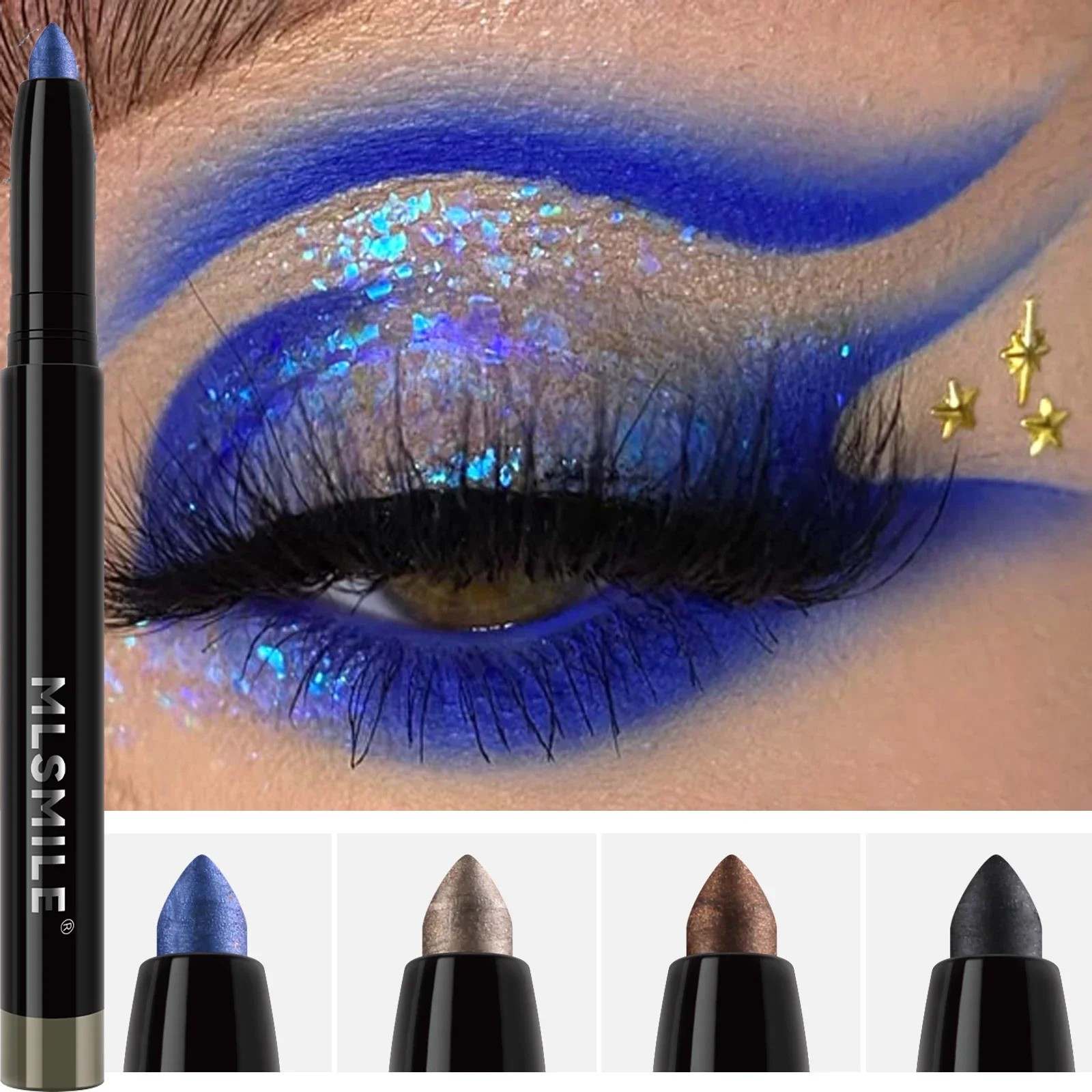 Pearlescent Blue Eye Shadow Stick Brighten High Gloss Sleeping Silkworm Pen Monochrome Smoky Grey Black Eyeshadow Makeup Pencil