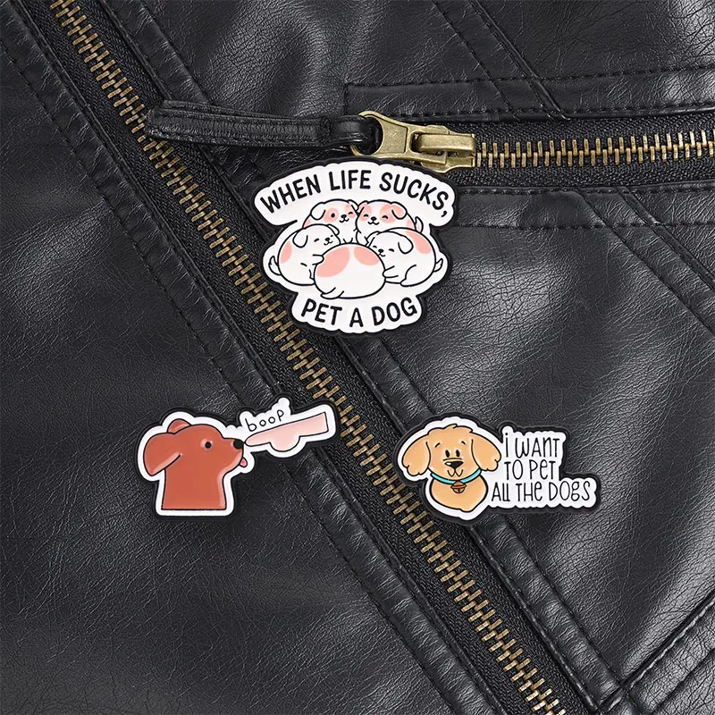 Boop Dog Nose Finger Touch Enamel Pin, Cute Puppy Brooch With Interactive Design For Dog Lovers And Fun Style