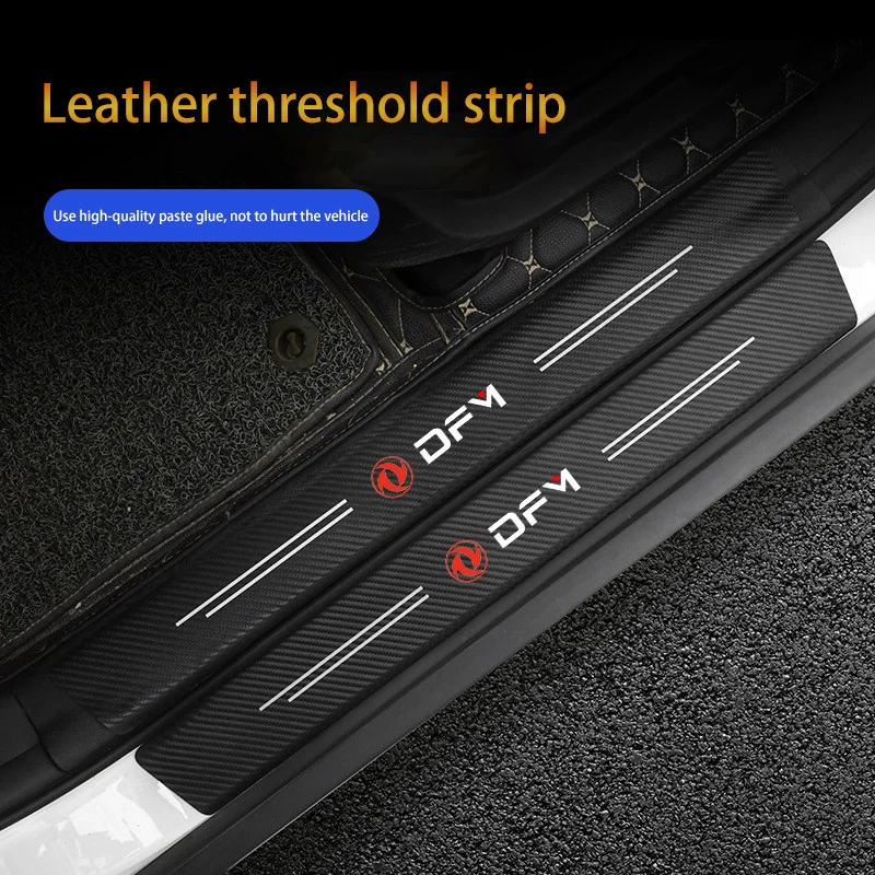 4pcs Car Door Sill Protector Stickers For Dongfeng DFM AX7 H30 S30 DFSK SX5 SX6 AX4 P11 Leather Carbon Fiber Decor Decal