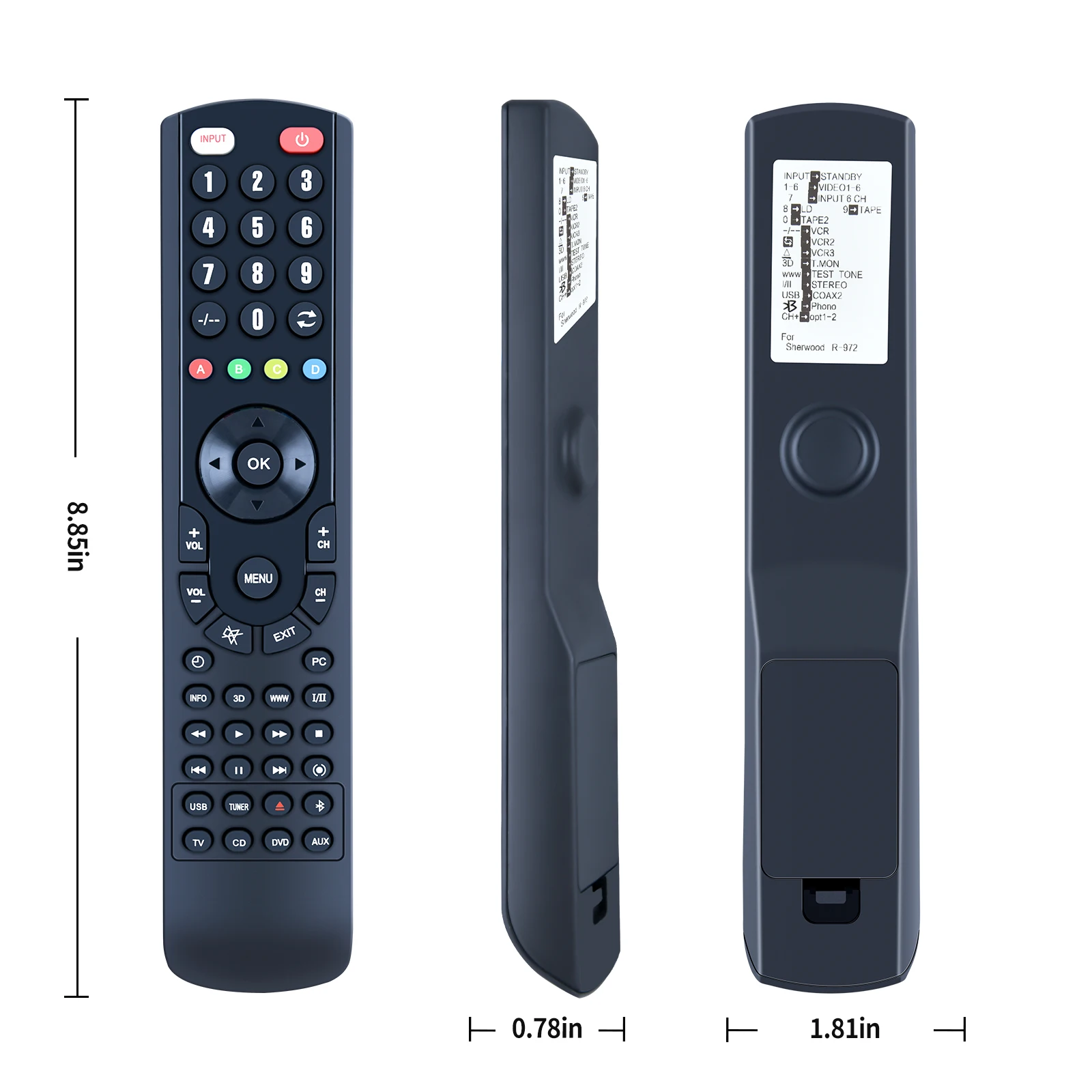 Controle remoto para Shewood RNC-50A, RNC-50, RNC-55, RD-8601, 6.1 Canal, Áudio, Vídeo, A, V Receptor, R-972, R-771, RC-111