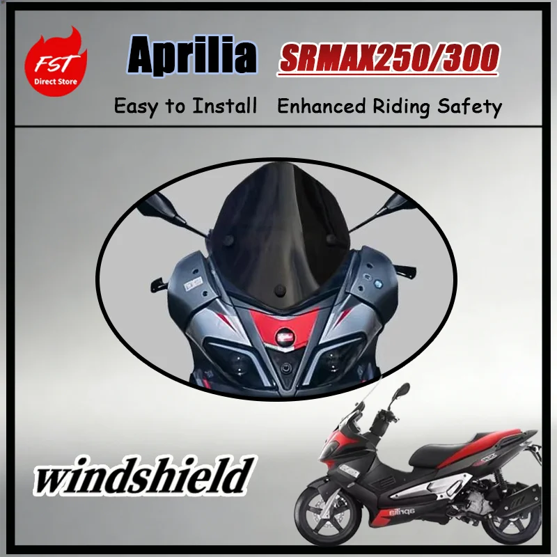 For Aprilia SRMAX250 SRMAX300 Slim Sport Windshield, Minimalist Racing Design, Block Splashes & Mild Wind Effectively