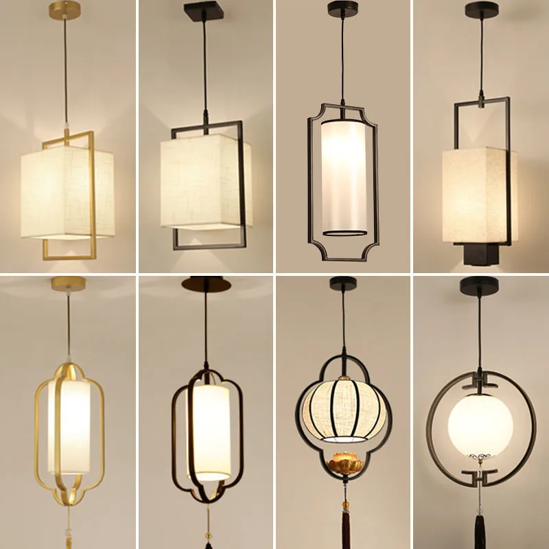 New Chinese-style small chandelier single-headed corridor light creative bar chandelier bedside chandelier tea room study lamp E