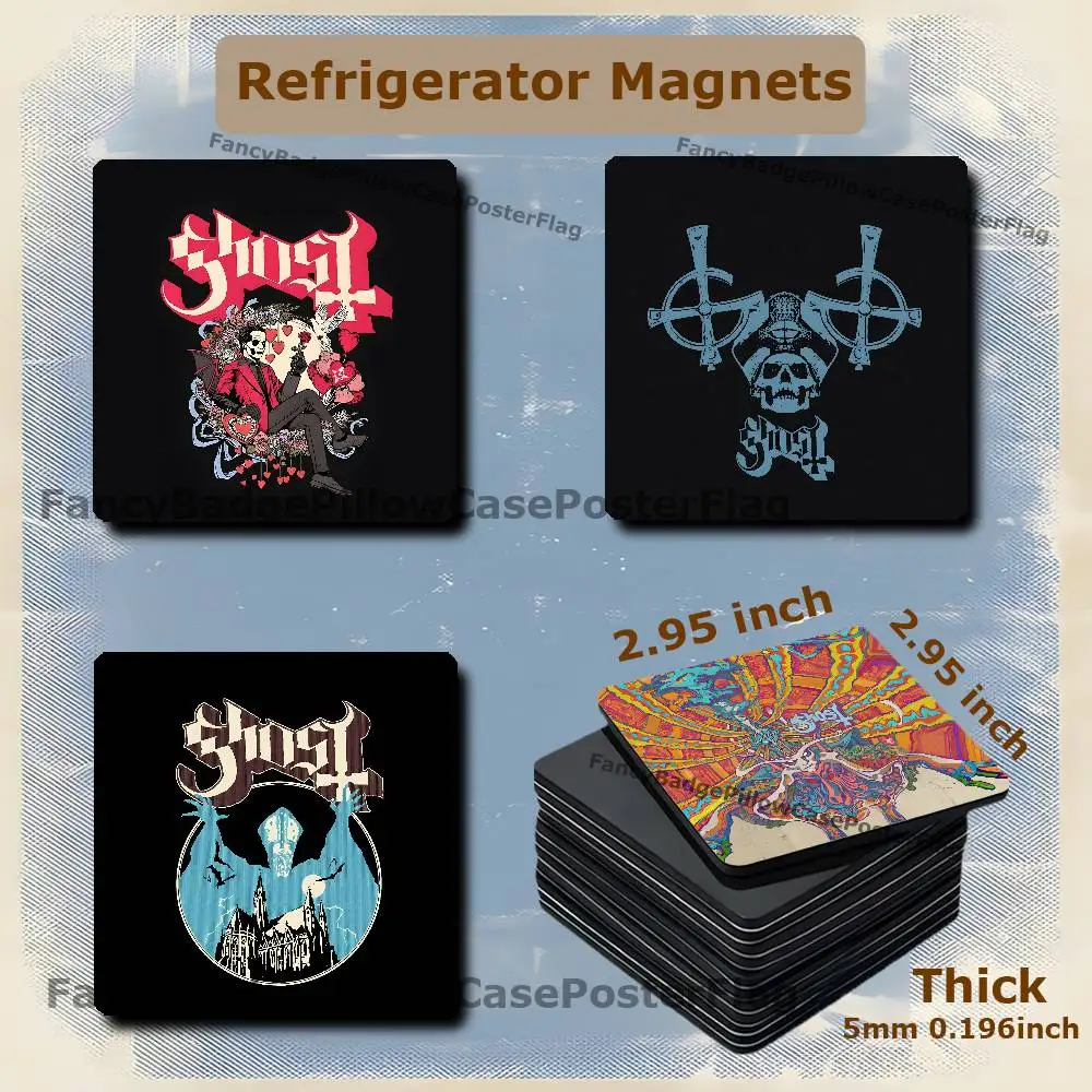 G-Ghost Band Heavy Metal 75mm Frigerator Magnet Square Stickers Personalize Fridge Refrigerator Wall Door Decoration