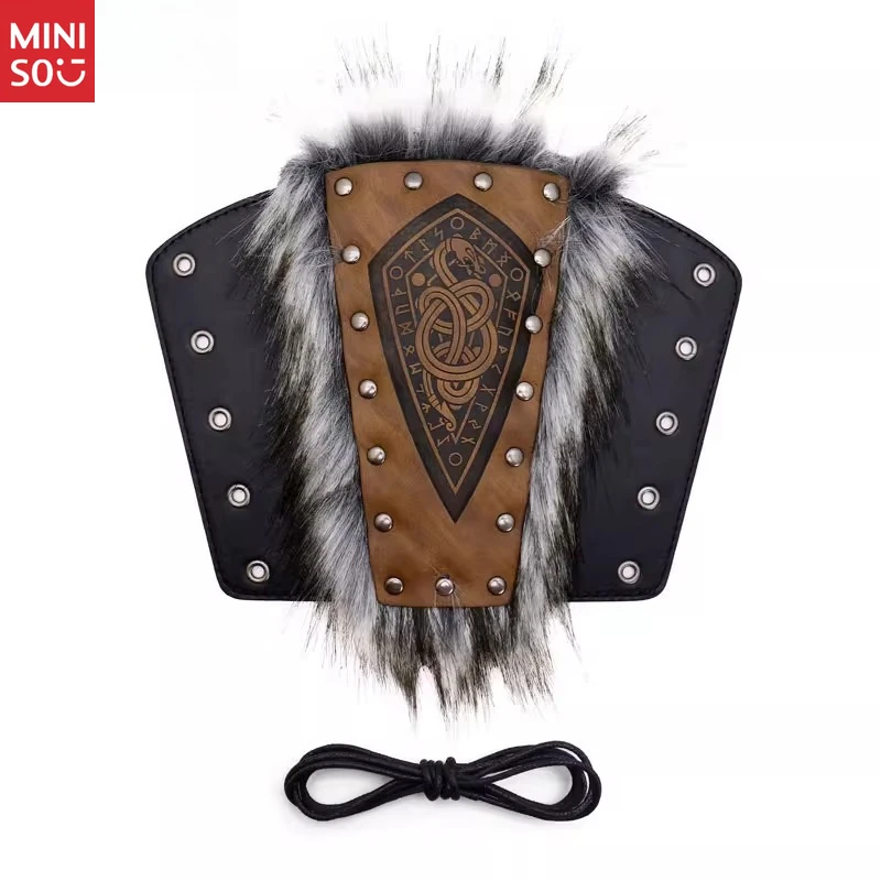 

Miniso Medieval Fur Leather Bracer, Steampunk Arm Guard Cosplay Gear
