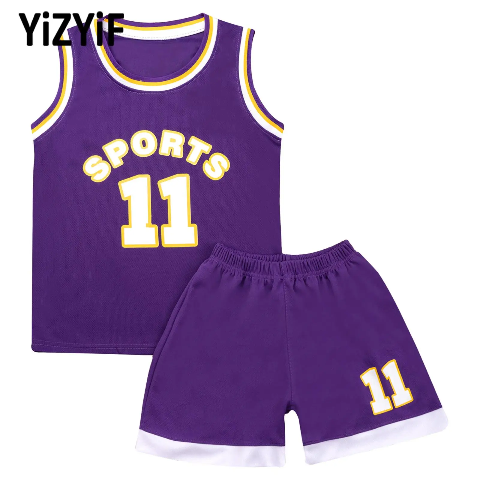 

Unisex Kids Casual Basketball Sets Football Sportswear Sleeveless Print Vest Top with Shorts Set Breathable Sport Tracksuits