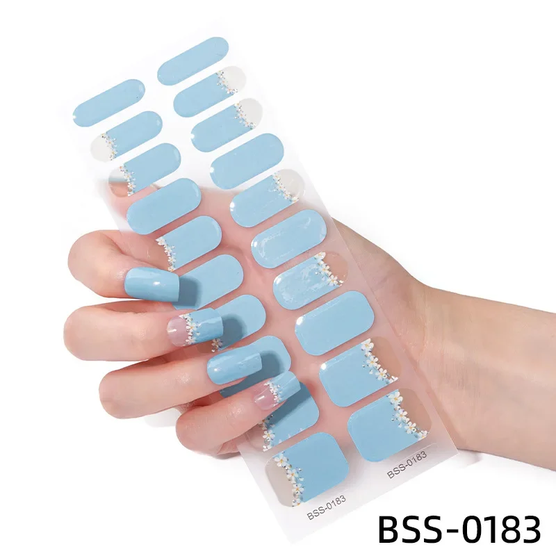 20/16Tips Uv Semi-Uitgeharde Gel Nagelstickers Waterdichte Effen Kleur Nagel Bedels Semi-Gebakken Nagel Tips Volledige Cover Decals Uv Lamp Nodig