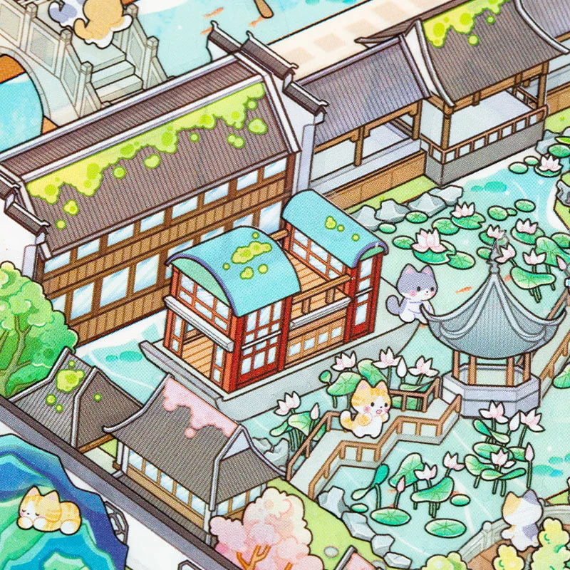 Mr.Paper 3 pegatinas de PET + 1 tarjeta de Diorama, calcomanías de casa en capas 3D de ciudad en miniatura para niños, manualidades, álbum de recortes, papelería IP urbana