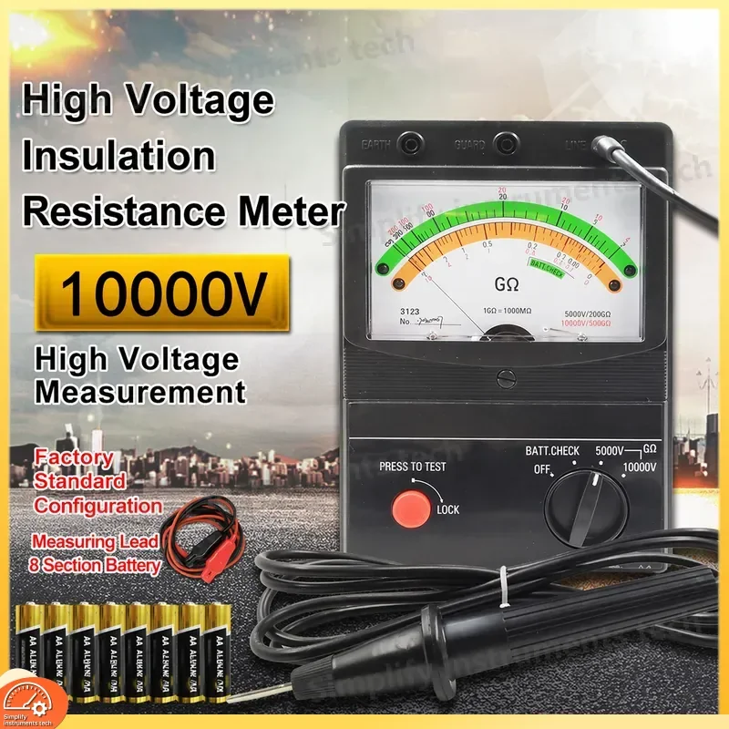 High Voltage Insulation Resistance Tester 5000V Digital Megohmmeter Rocker Switch Meter for Electrical Safety Testing Ground