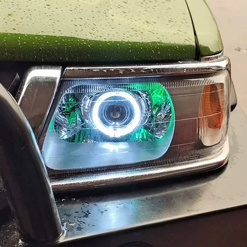 For Mitsubishi Pajero Sport Custom Full LED Headlights Devil Angel Eyes Front Lamps 2000-2008 Year