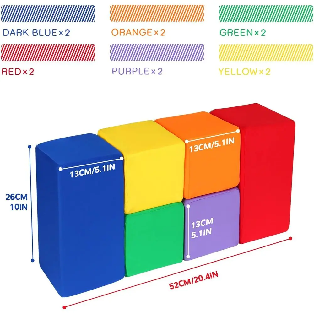 12-Piece Fabric-Covered Toddler Building Blocks Set - Soft, Colorful Stacking Blocks for Kids' Play and Learning - Blue