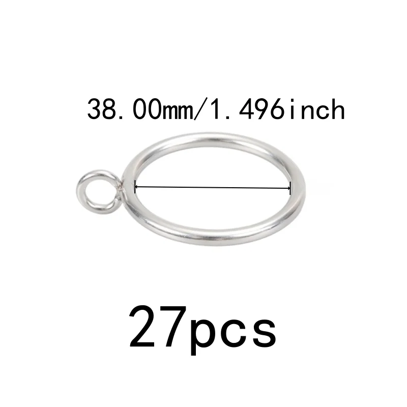 Rust Resistant Finish 38mm Eyelet Curtain Hangers 27 pcs, perfect for Home Fabric Hanging, Easy Install Simple Hang, Silver