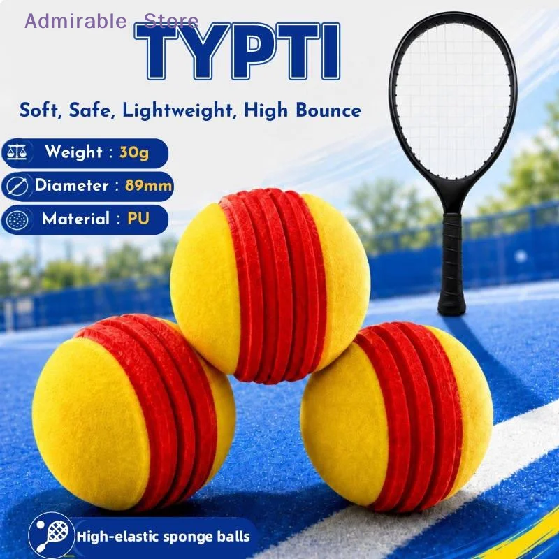 w3.5 Inch Soft PU Foam Tennis Ball Bounce Safe 1PC Lightweight for Home Indoor Training Kids Sports Pet Play Toy