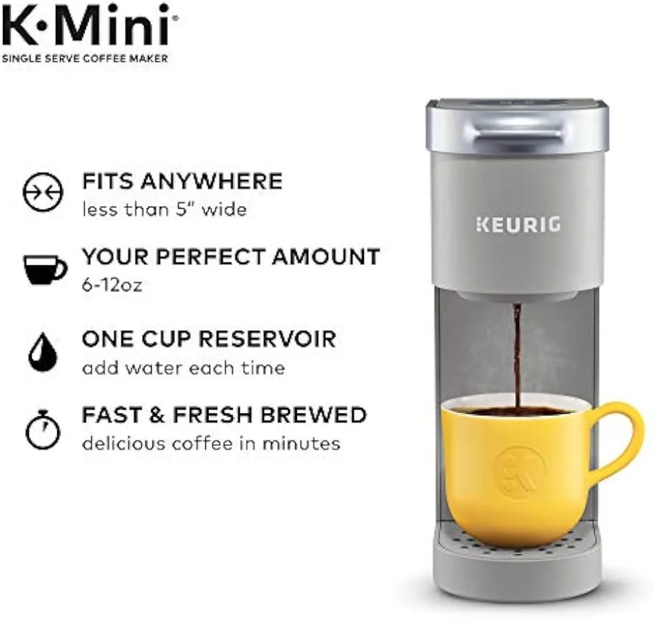 K-Mini Single Serve Coffee Maker, Studio Gray, 6 to 12 oz. Brew Sizes | USA | NEW