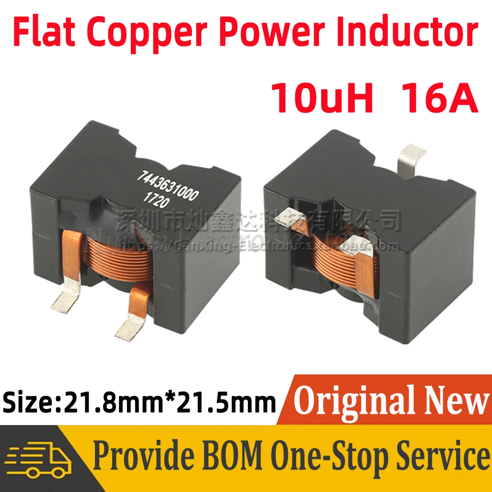 

2pcs 7443631000 SMD SMT Flat Copper Wire Power Inductor Inductance 10uH 16A High Current Coils Filter Moulding Shield
