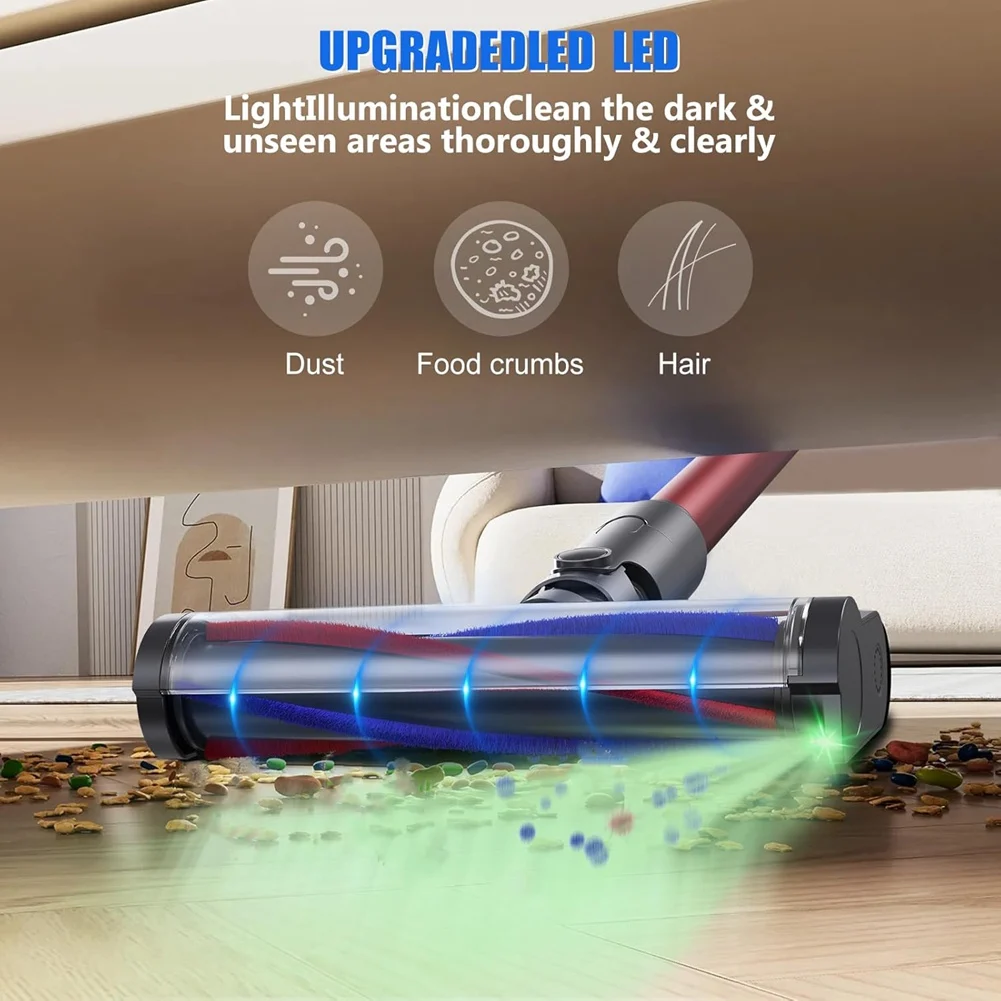 

Вакуумная головка T27C для пылесоса Dyson V7 V8 V10 V11 V15, насадка для пола, щетка со светодиодом, освещает скрыту пыль
